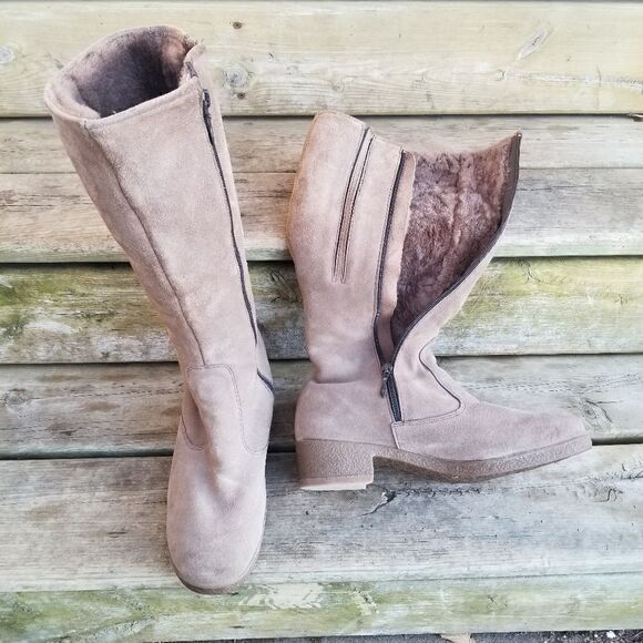 Vintage 90s y2k Morland Sheepskin 16" English Equestrian Shearling Boots 10.5 - Picture 8 of 15